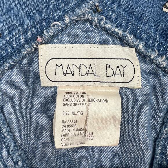 Vintage Denim Overalls Mandal Bay Printed Hens - Picture 3 of 11